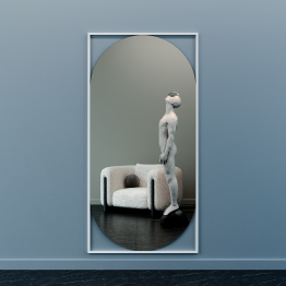 Дизайнерское настенное напольное зеркало GENGLASS Kvaden XL в металлической раме