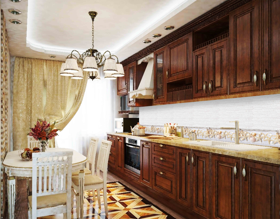 Стеновые панели из АБС-пластика, Кухонный фартук Ракушки 2000x600x1.5 мм глянец