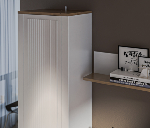 Шкаф 1 дверный Монтана СБ-3556 Белый Альпийский,Дуб Гамильтон/МДФ Дуб Белый