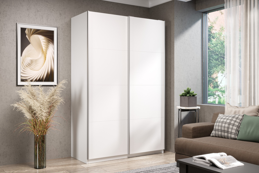 Шкафы-купе 2-х дверные, Шкаф-купе Smart 1224 2х дверный (фасады ЛДСП) профиль серебро