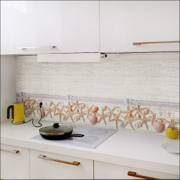 Кухонный фартук Ракушки 3000x600x1.5 мм глянец