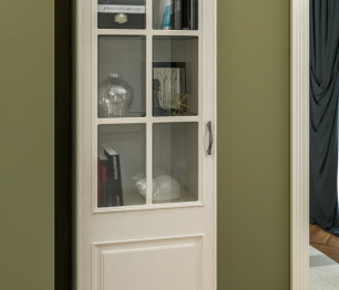 Шкаф-витрина Гранд / Ливерпуль СБ-3516 Дуб Приморский Белый/МДФ Классика Светлый