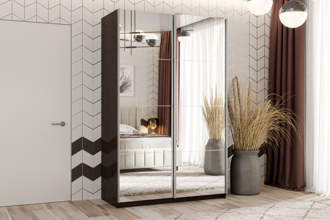 Шкафы-купе 2-х дверные, Шкаф-купе Smart 1224 2х дверный (фасады зеркало) профиль серебро