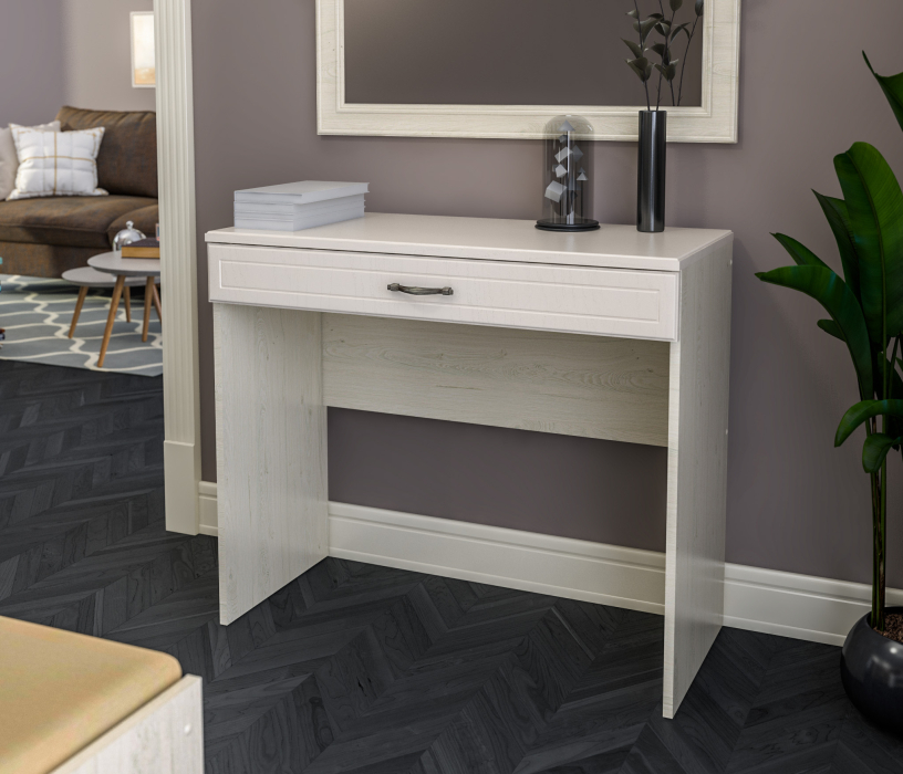 Туалетные столики, Стол туалетный Гранд / Ливерпуль СБ-3527 Дуб Приморский Белый/МДФ Классика Светлый