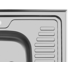 Мойка накладная 60*60 Левая в комплекте с сифоном и крепежом