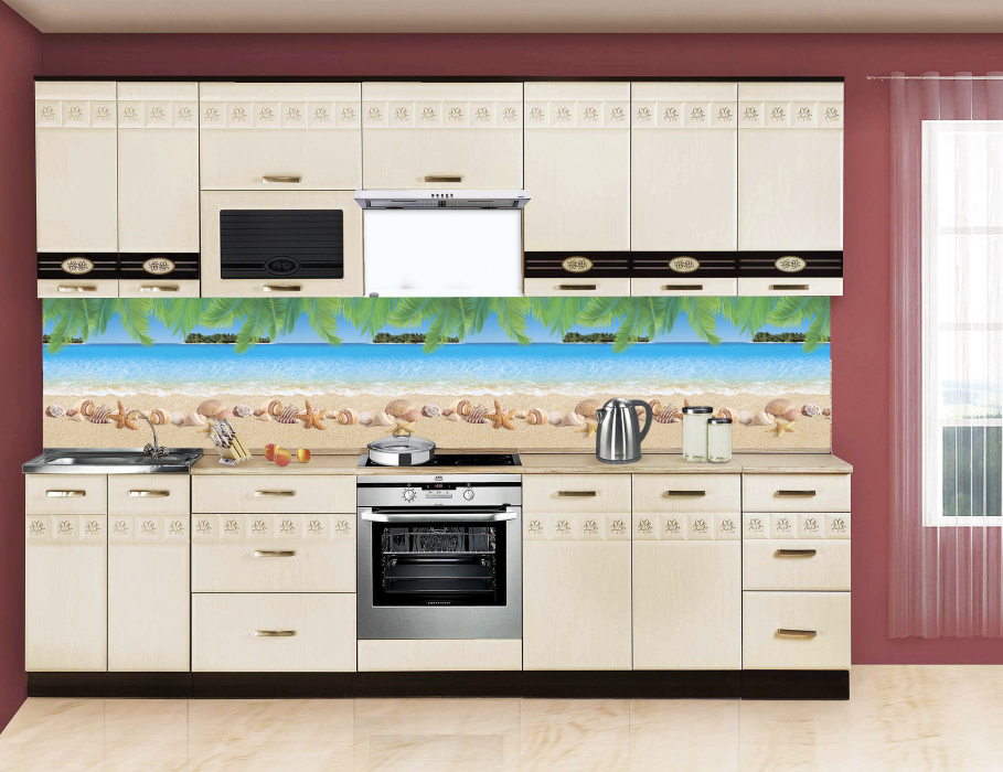 Стеновые панели из АБС-пластика, Кухонный фартук Острова 3000x600x1.5 мм глянец