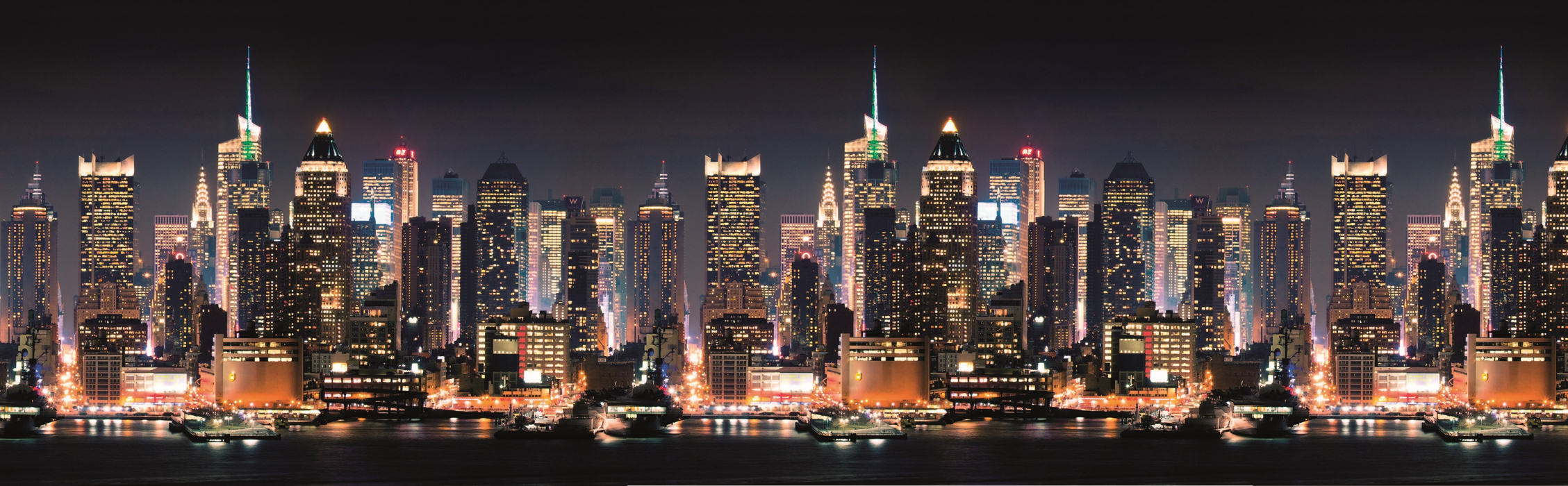 Стеновые панели из АБС-пластика, Кухонный фартук Ночной город 1000x600x1.5 мм глянец