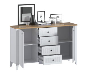 Комод Монтана СБ-3547 Белый Альпийский,Дуб Гамильтон/МДФ Дуб Белый