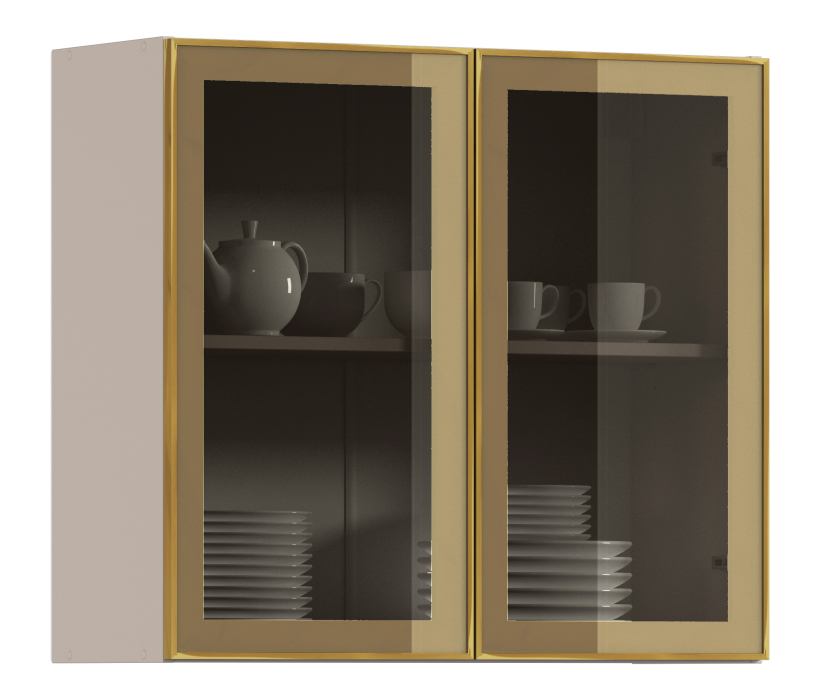 Навесные, Навесной шкаф Регина РП-80 (Песочный/Витрина Золото)