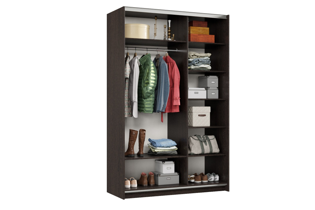 Шкафы-купе 2-х дверные, Шкаф-купе Smart 1422 2х дверный (фасады ЛДСП) профиль серебро