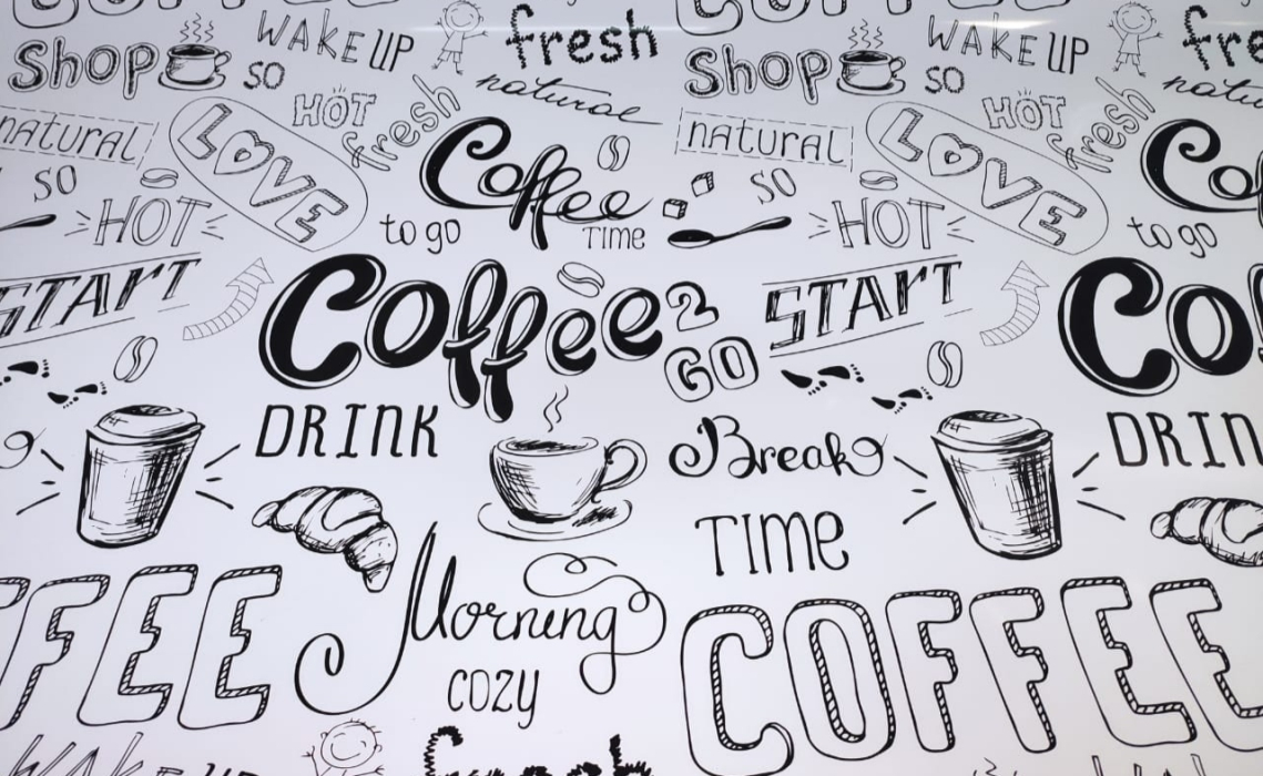 Стеновые панели из АБС-пластика, Кухонный фартук Кофе hot 2000x600x1.5 мм глянец