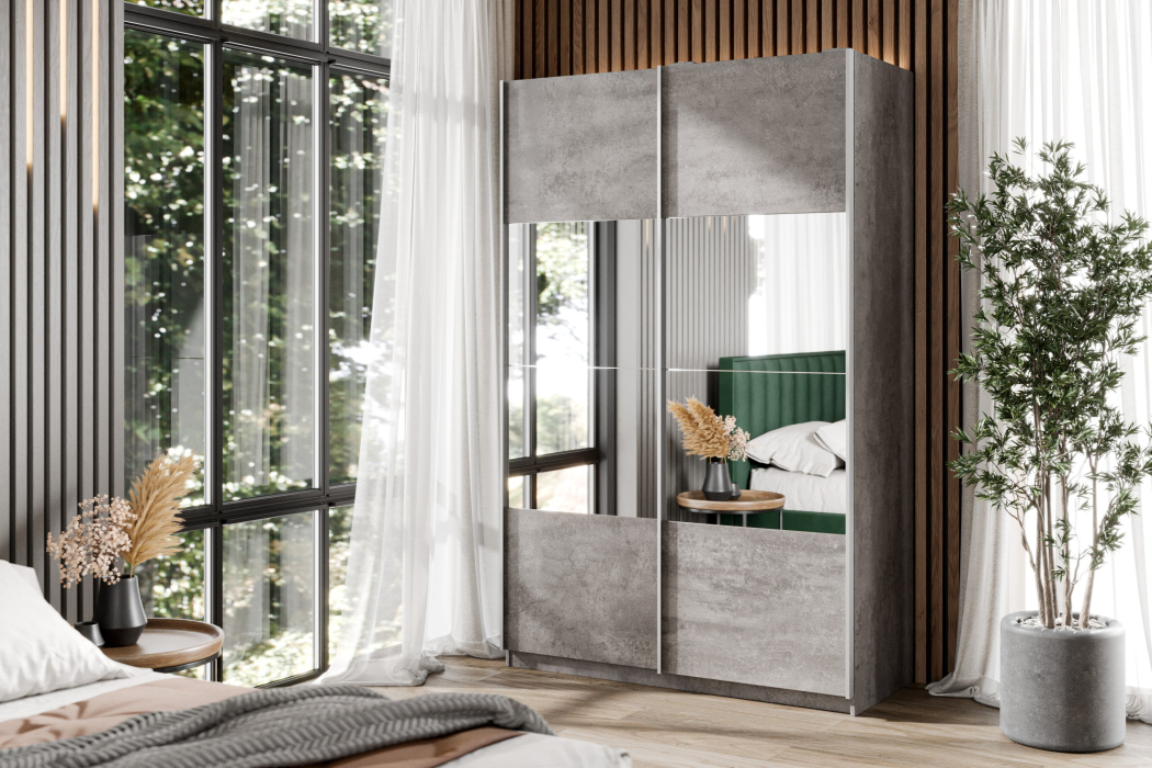 Шкафы-купе 2-х дверные, Шкаф-купе Smart 1222 2х дверный (фасады ЛДСП/зеркало) профиль серебро