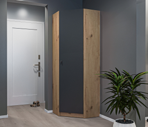 Комплект Сидней (шкаф и тумба), Дуб Дикий/Диамант серый