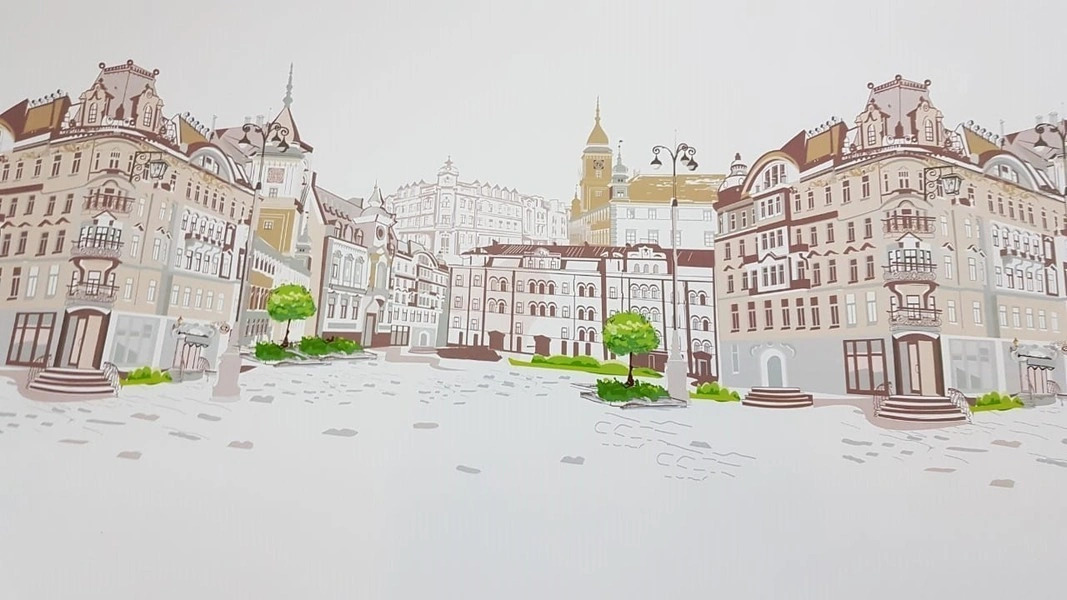 Стеновые панели из АБС-пластика, Кухонный фартук Уличный пейзаж 1000x600x1.5 мм глянец