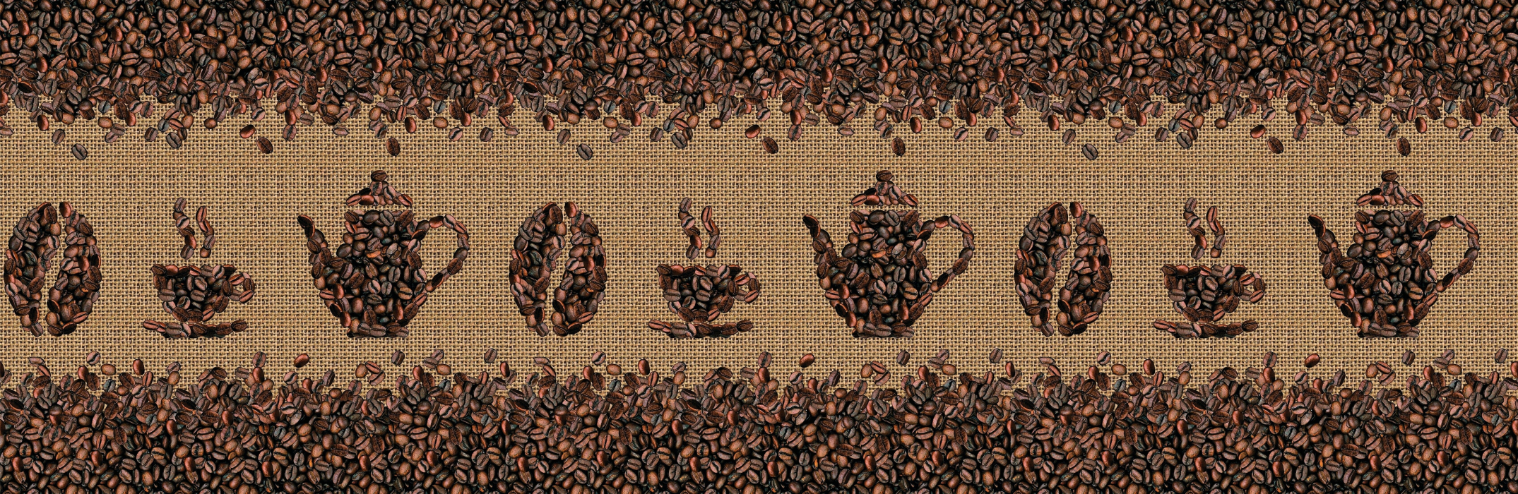 Стеновые панели из АБС-пластика, Кухонный фартук Кофейные зерна 3000x600x1.5 мм глянец