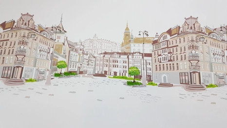 Кухонный фартук Уличный пейзаж 3000x600x1.5 мм глянец