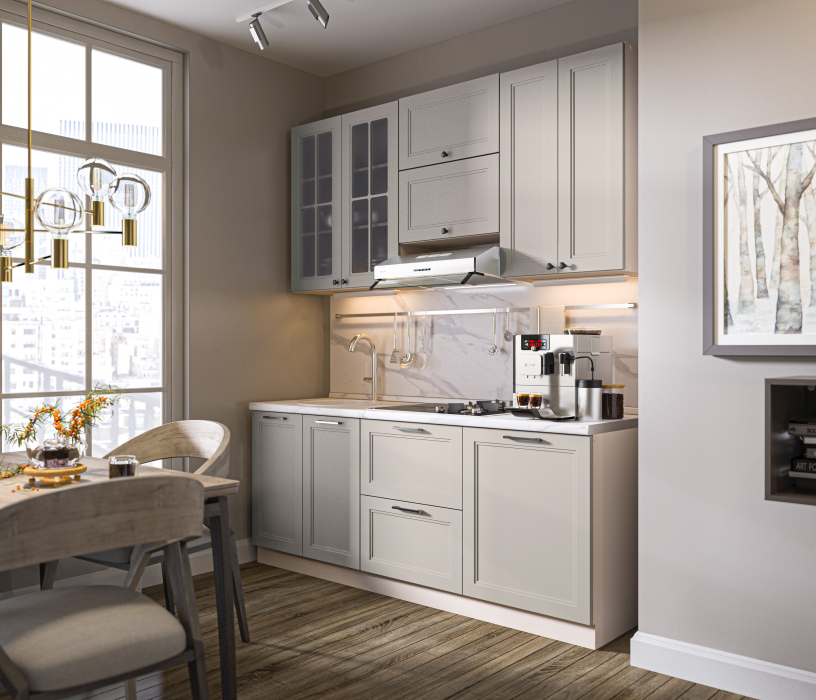 Кухонные гарнитуры, Кухонный гарнитур Регина Белый/МДФ MODERN Кашемир 2 м