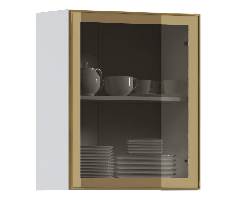 Навесные, Навесной шкаф Регина РП-60 (Белый/Витрина Золото)