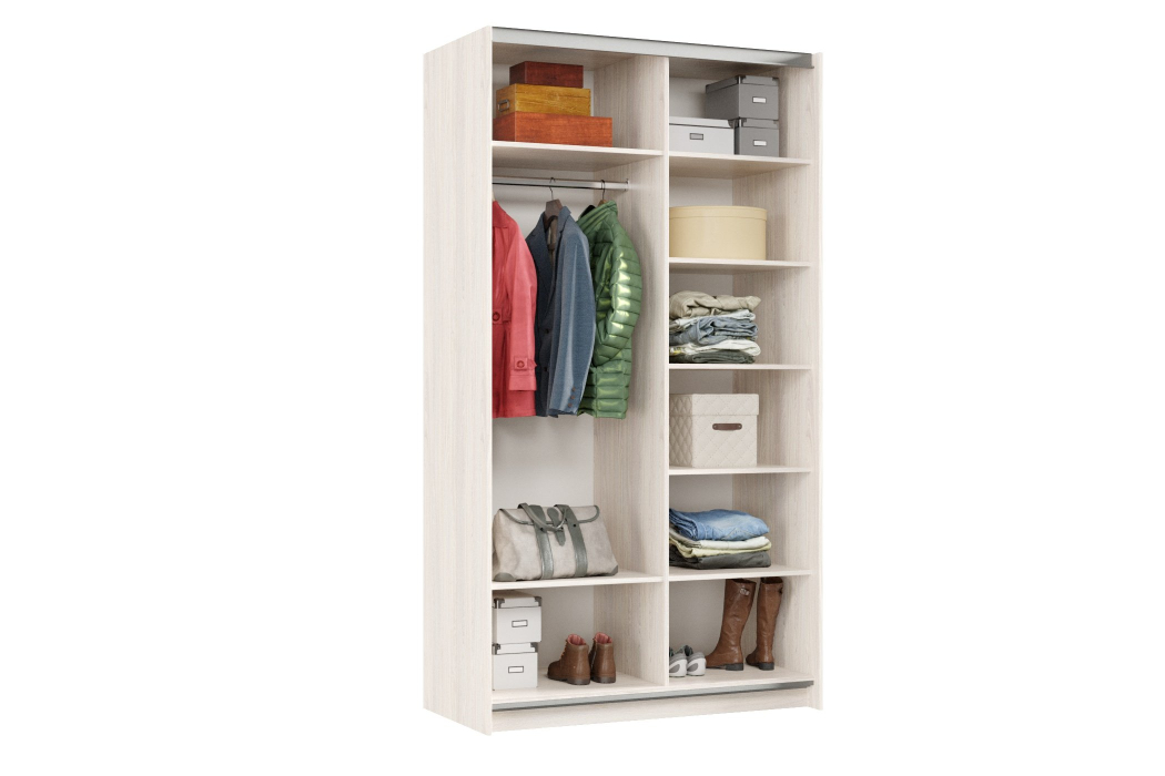 Шкафы-купе 2-х дверные, Шкаф-купе Smart 1224 2х дверный (фасады ЛДСП/зеркало) профиль серебро