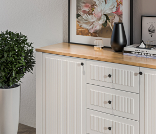 Комод Монтана СБ-3547 Белый Альпийский,Дуб Гамильтон/МДФ Дуб Белый