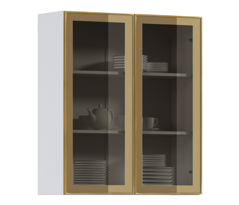 Навесные, Навесной шкаф Регина РП-180 (Белый/Витрина Золото)