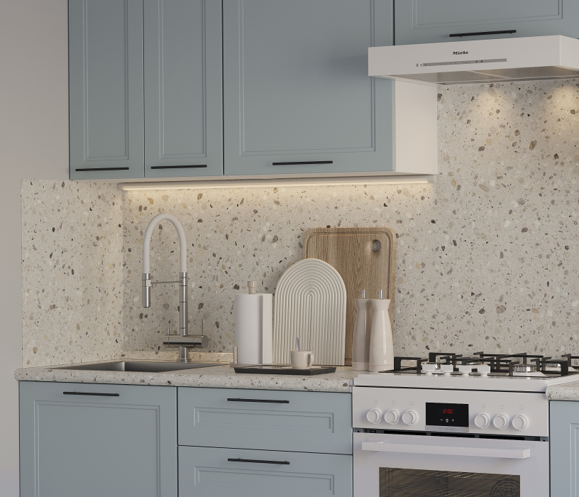 Кухонные гарнитуры, Кухонный гарнитур Регина Белый/МДФ Modern Серый 2,4 м