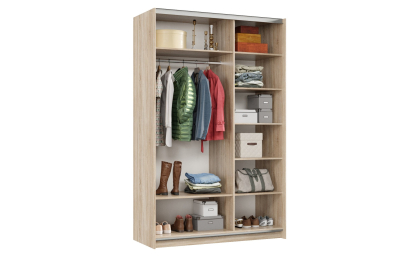 Шкаф-купе Smart 1422 2х дверный (фасады ЛДСП/зеркало) профиль серебро