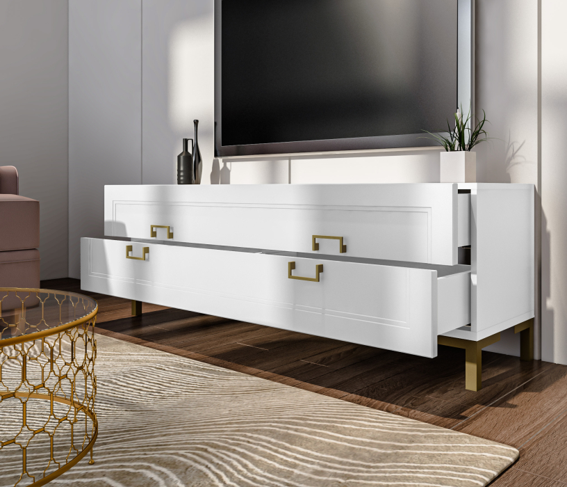 Стенки для гостиной, Комплект для гостиной с пеналом Ассоль, Белый