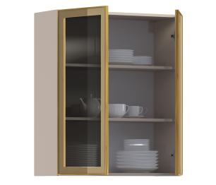 Навесной шкаф Регина РП-180 (Песочный/Витрина Золото)