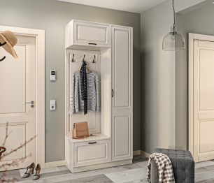 Прихожая Гранд / Ливерпуль СБ-3509 Дуб Приморский Белый/МДФ Классика Светлый